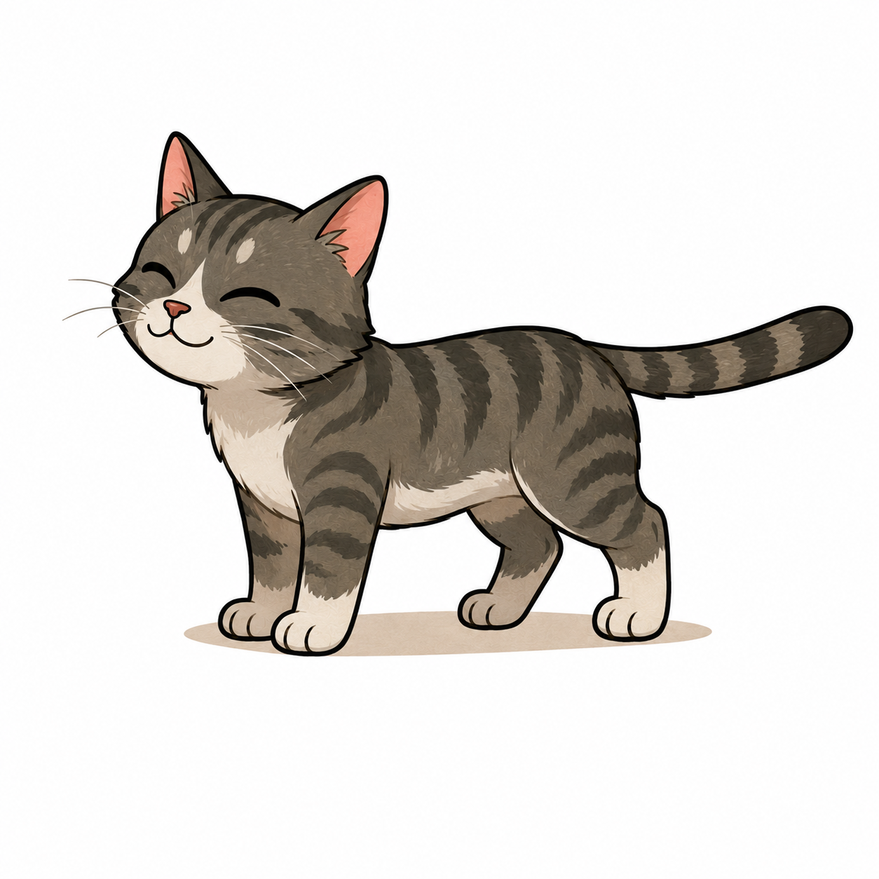 Relaxed "half-mast" cats tail