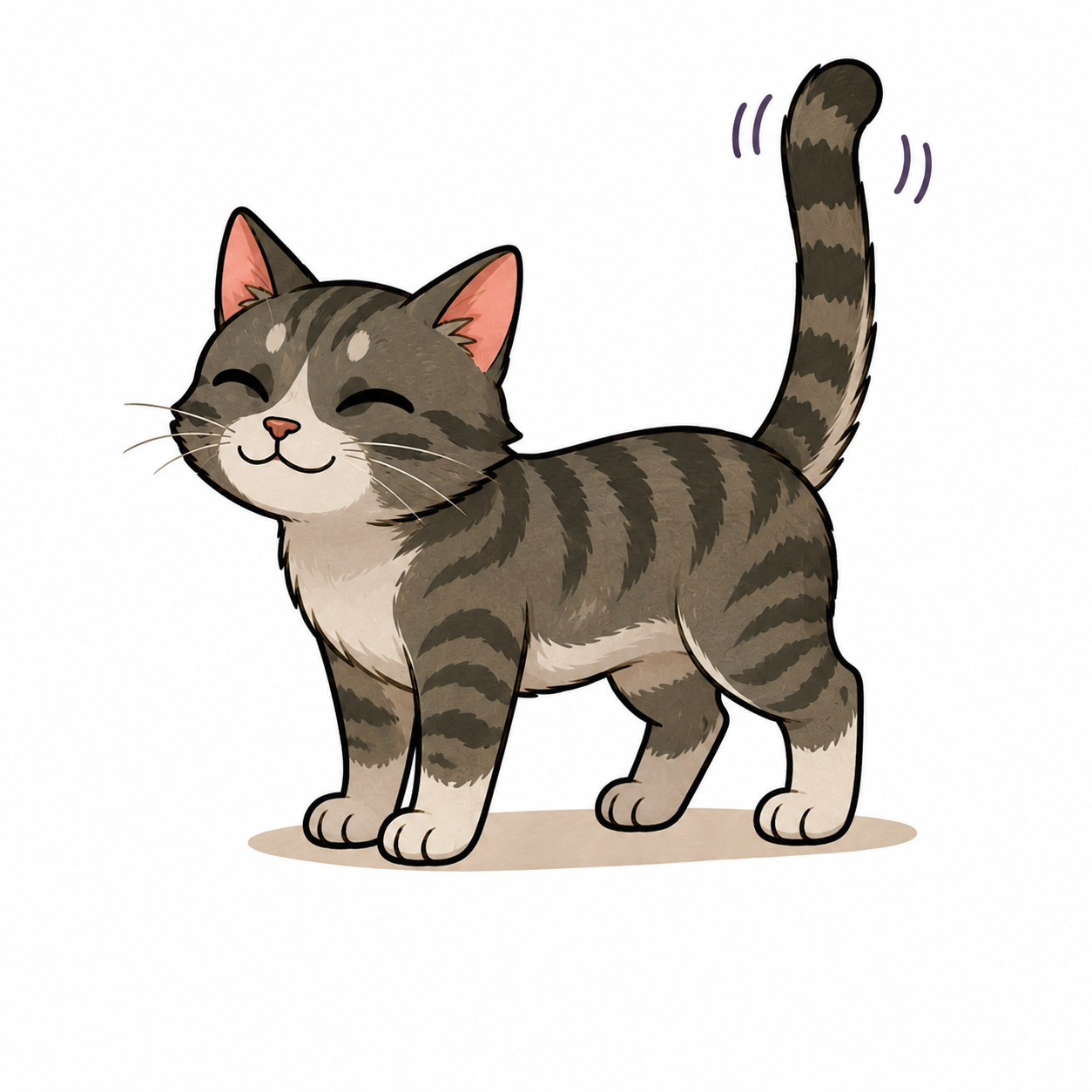 Upright & quivering cats tail