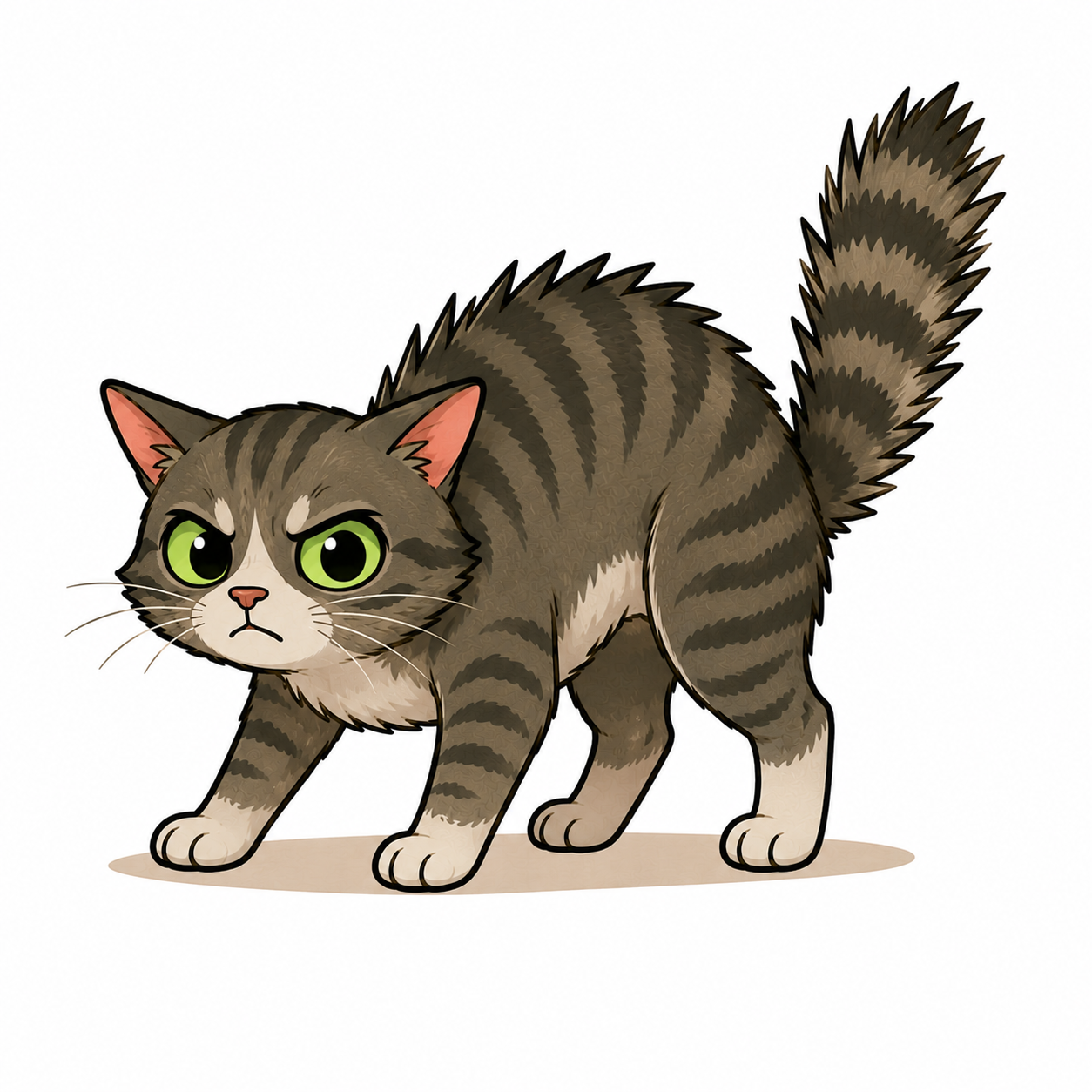 Puffed "bottle-brush" cats tail