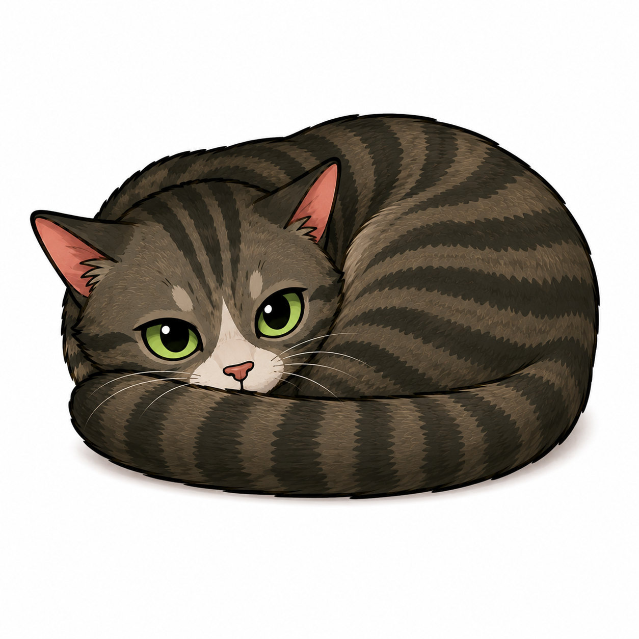 Wrapped around itself cats tail